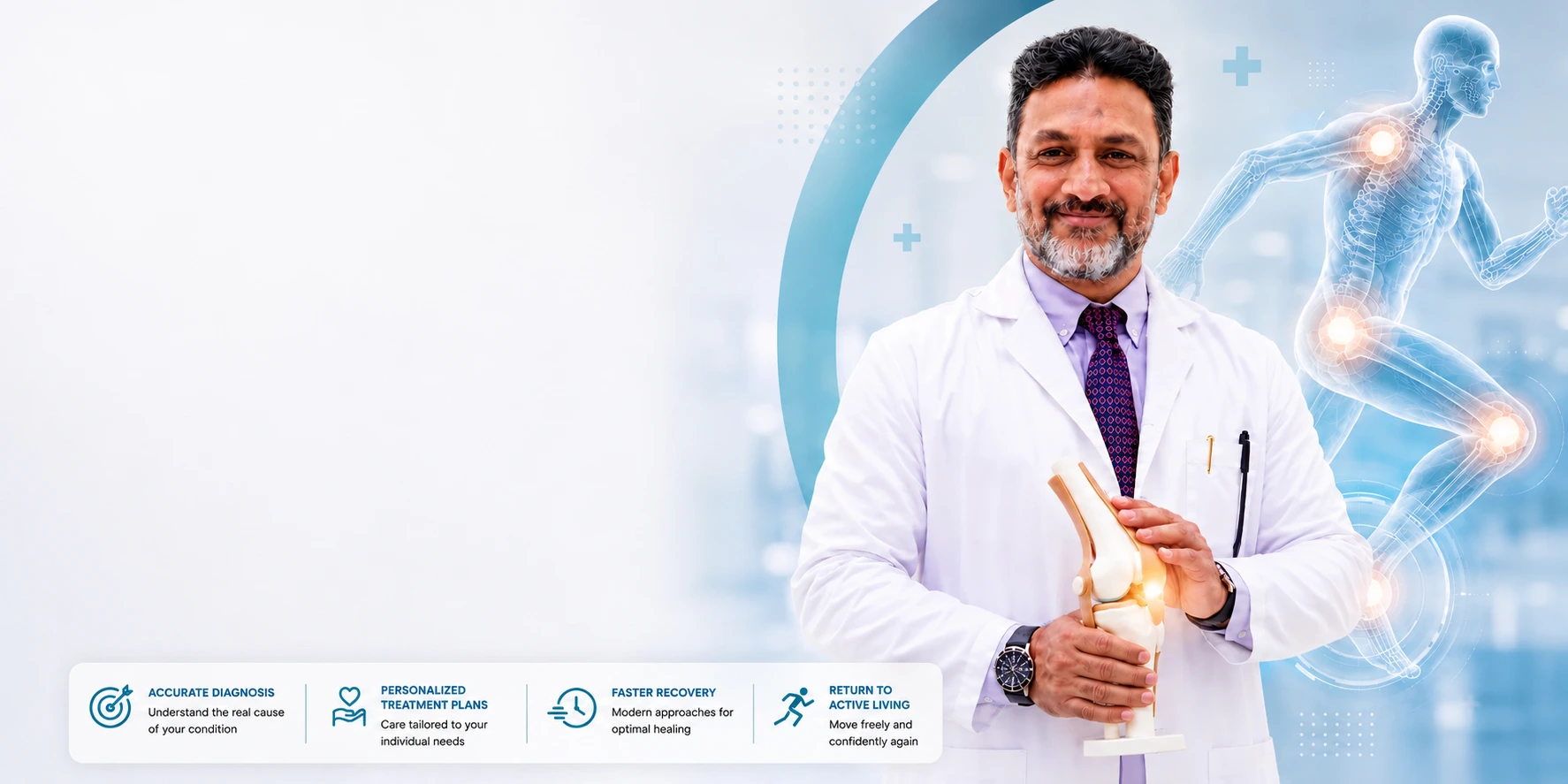 Dr KMZ orthopedic specialist in Malaysia holding a knee joint model