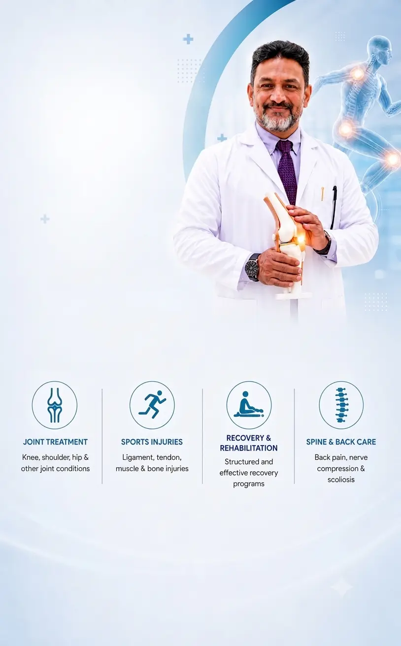 Dr KMZ orthopaedic specialist in Malaysia holding a knee joint model