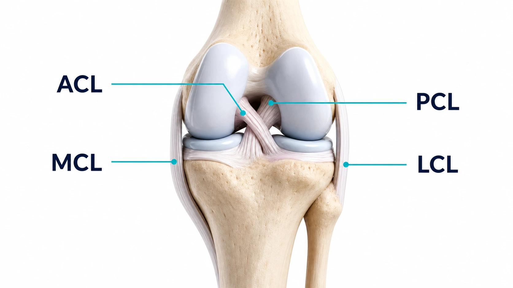 Knee ligament anatomy showing ACL PCL MCL and LCL